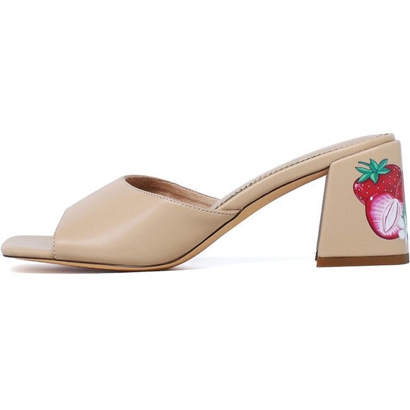 Women's Low Block Heels Sandal Square Open Toe Chunky High Heels Slip on Heeled - Picture 4 of 7